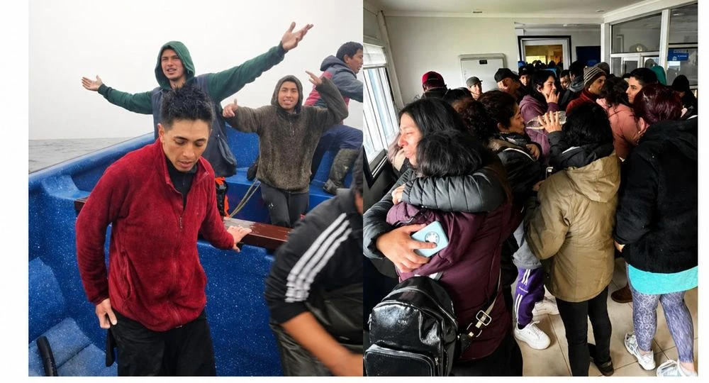Cobertura de prensa del hallazgo con vida de los cuatro pescadores de Lebu.